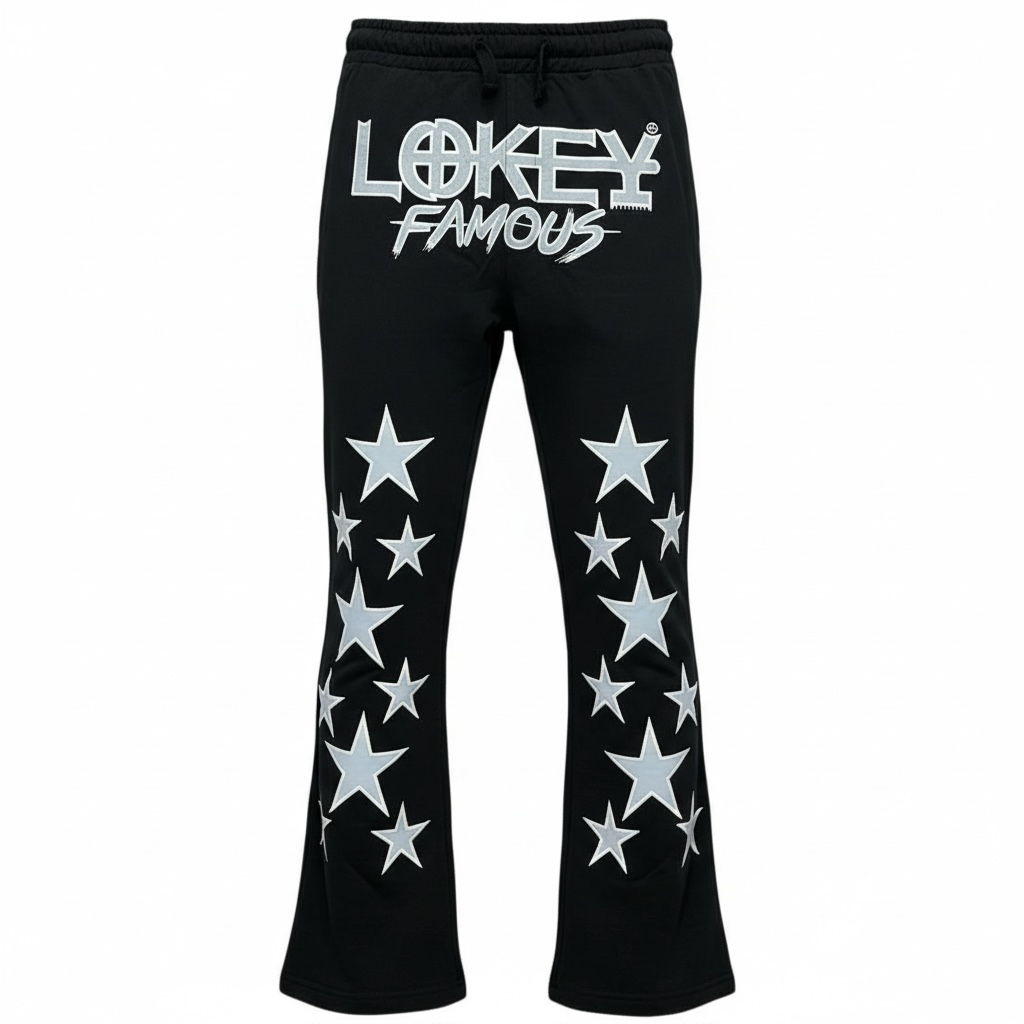 Black Stacked Jogger Pants