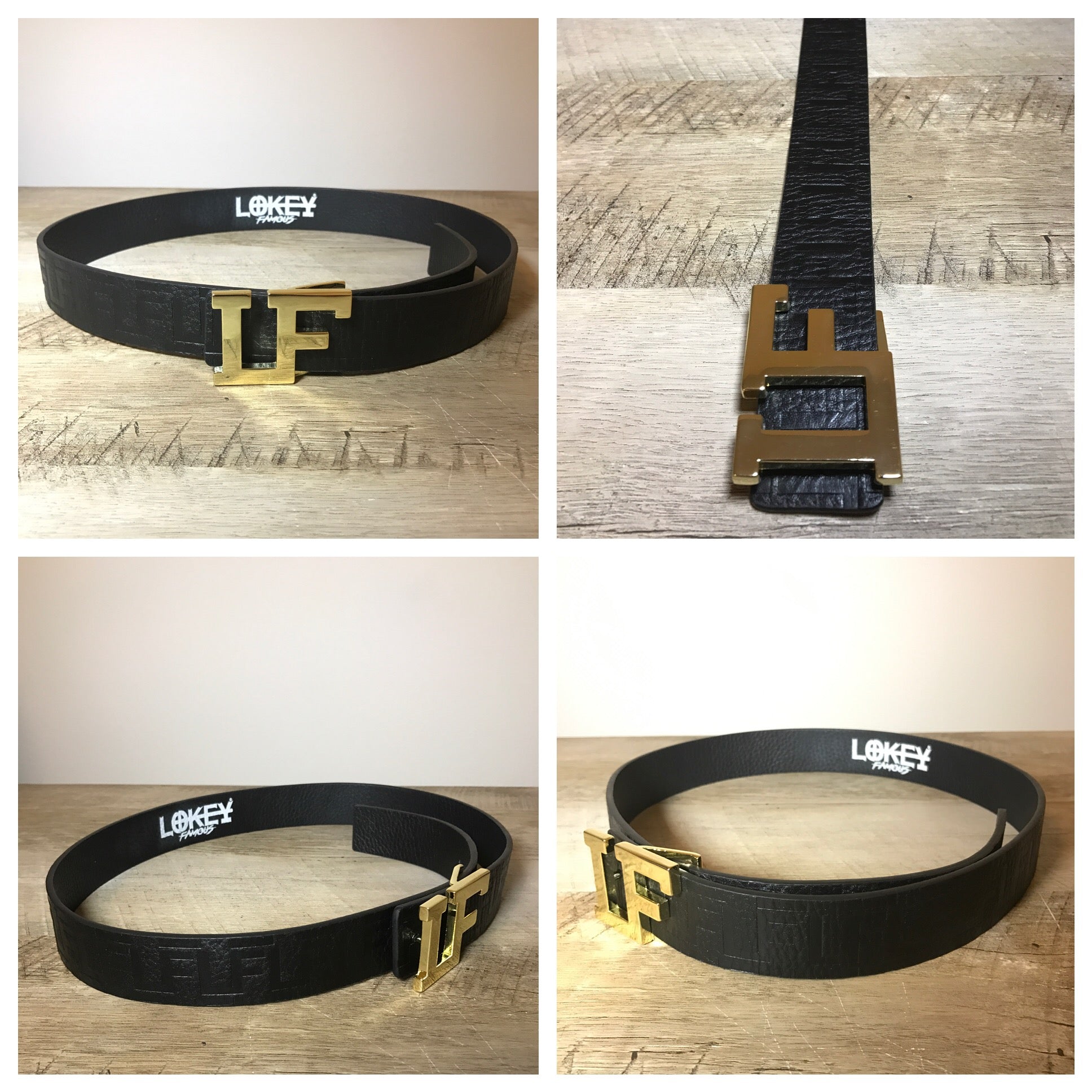 Lokey Famous Designer Belt (black w/gold buckle)